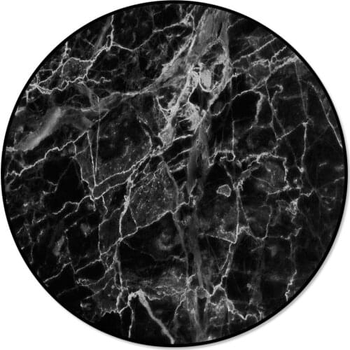 Black Marble Printed Children Carpets Baby Crawling Round Area Rugs For Living Room Coffee Table Mat