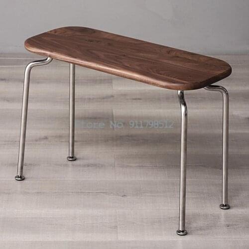 Black walnut wood entry door shoe changing stool long stool home door solid wood nordic light luxury makeup stool bench