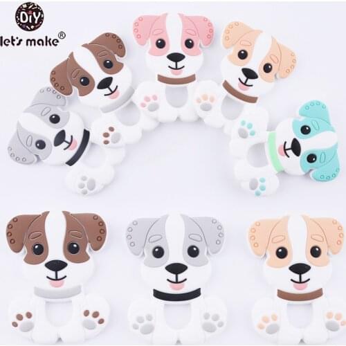Lets Make Silicone Teething Accessories BPA Free 10pc Silicone Dog Can Chew Baby DIY Jewelry Nursing Necklace Pendant