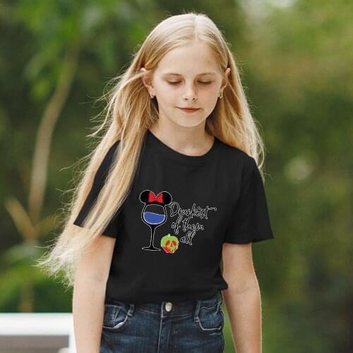 Children Snow White Pattern T-Shirts Comfortable Harajuku Kawaii Summer New Products Short Sleeve Dropship Black Tees O-Neck