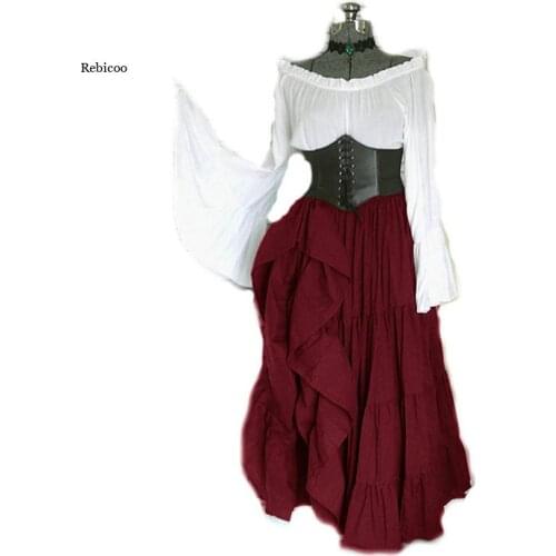 Womens Retro One-Shoulder Flared Sleeves Waist Folds Irregular Big Swing Dress