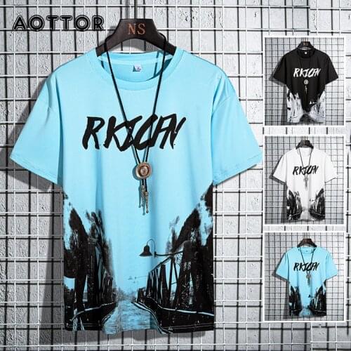 T-shirts Men Summer Fashion Tops Tees Print T shirt Mens Loose o-neck T-shirt Homme Casual Short SleeveTshirts Hip Hop Men