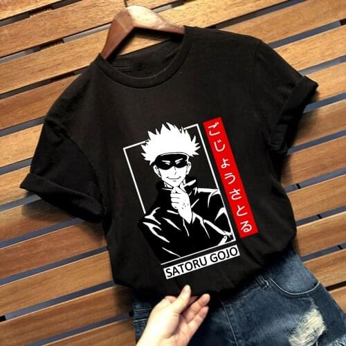 Cotton Harajuku Casual Gojo Satoru Print Clothing Jujutsu Kaisen T Shirt Women Couple Clothes