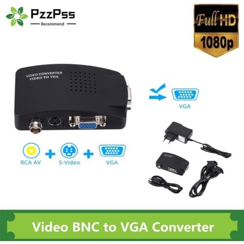 PzzPss BNC VGA Composite S-Video to VGA Converter Video Converter VGA Output Adapter Digital Switch Box for PC Mac TV Camera DVD