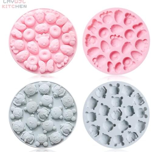 Cartoon Animal Candy Mold Round Mini Fruit Chocolate Fudge Silicone Mold Baking Cake Dessert Decoration Accessories