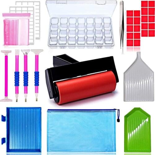 5D Diamonds Painting Tools and Accessories Kits with Diamond Painting Roller and Diamond Embroidery Box for Adults or Kids
