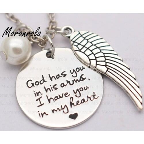New arried "God Has You In His Arms, I Have You In My Heart "Copper necklace Keychain,charm Hand-Stamped Jewelry Memorial gift