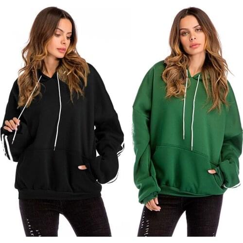 New Social Harajuku Hoodies For Girls Solid Color Hooded Tops Womens Sweatshirt Long-sleeved Winter Velvet Thickening Coat