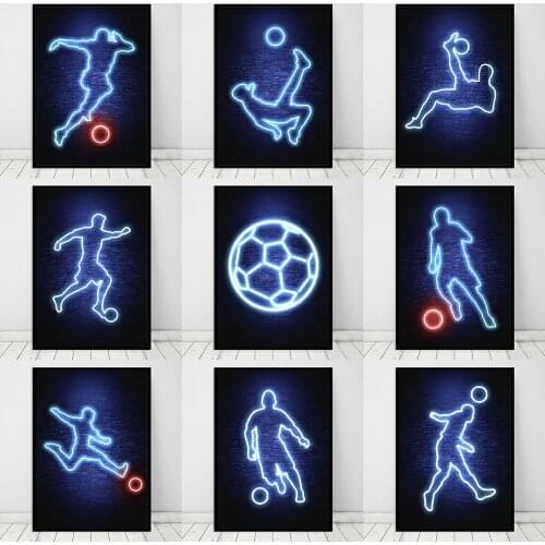 Kicking Football Posture Football Poster Canvas Painting Posters and Prints Wall Art for Living Room Home Decoration Painting