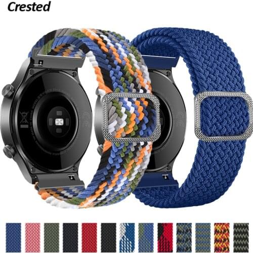 20mm/22mm watch strap for Samsung Galaxy watch 3/active 2/46mm/42mm/Gear S3 Adjustable Braided Solo Loop Huawei GT/2/2e/Pro band