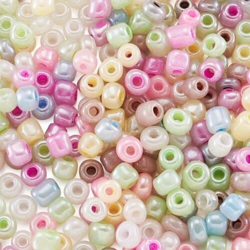 Glass Seed Beads, Ceylon Round, Round, Mixed Color, 4mm, Hole: 1.5mm; about 4500pcs/pound