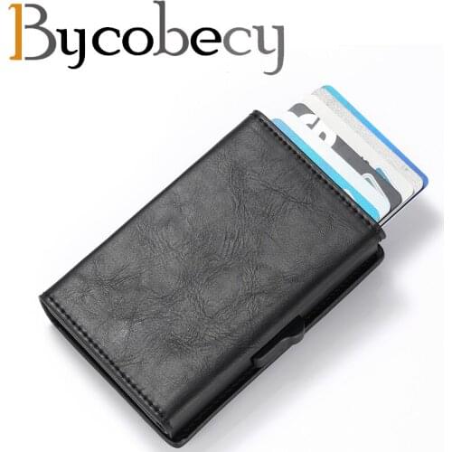 Bycobecy Rfid Male Vintage Black Short Purse Card Holder Men Wallets Money Bag 2019 Small Leather Slim Wallets Mini Wallets Thin