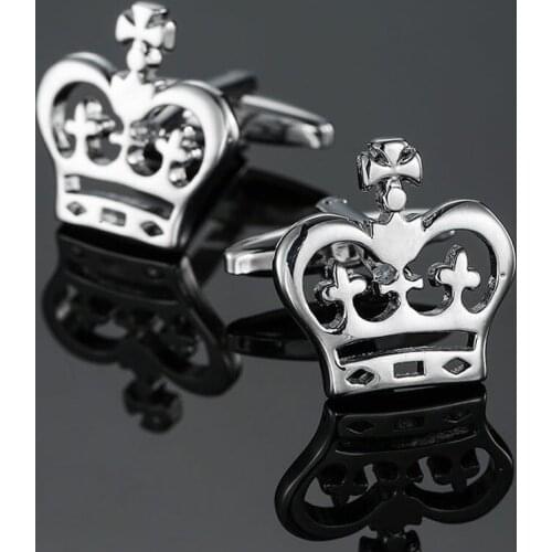 High quality crown Cufflinks New Fashion Jewelry Silver Cufflinks mens business shirt suit badge pin wholesale & Retail gifts