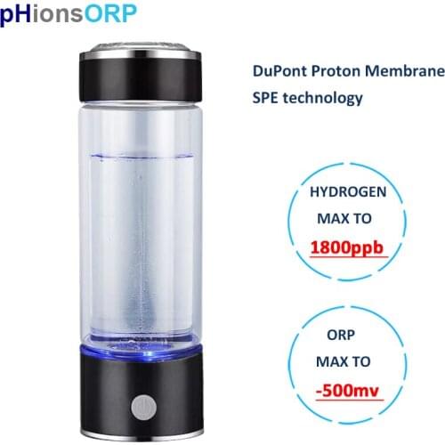 Japanese Titanium Quality Hydrogen-Rich Water Cup Ionizer Maker/Generator Super Antioxidants ORP Hydrogen Bottle 400ml Glass Cup