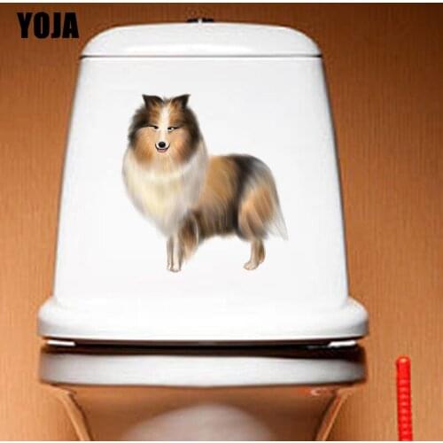 YOJA 22.2*23.8CM Shepherd Dog Toilet Decal Wall Sticker BedRoom Home Decor Funny Cartoon Toilet Decal T3-0679