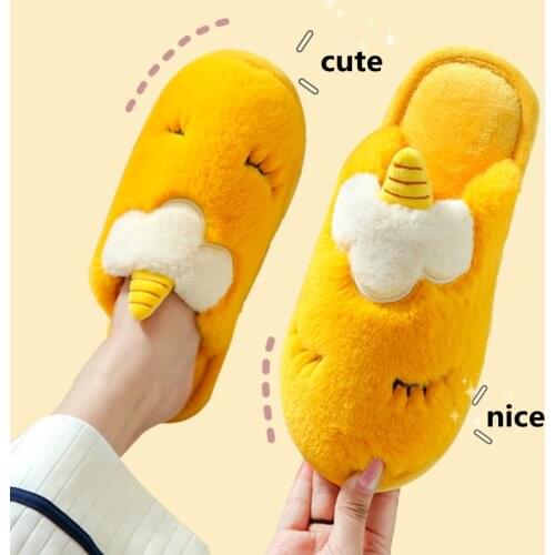 Women Winter Warm Home Slippers Indoor Non-Slip Plush Cute Cotton Slides Corduroy Couple Pantufa Female Shoe Claquette Femme