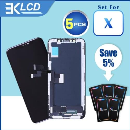 5PCS/LOT Tested LCD Pantalla For iPhone X OLED Screen TFT INCELL LCD Display With 3D Touch Screen Digitizer Assembly