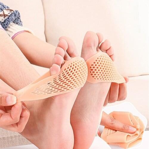 1Pair Anti Cushion Gel Pads Silicone Insoles Fore Foot Care Tools Invisible Half Yard anti slip Pads Shoes Insoles of Flatfoot
