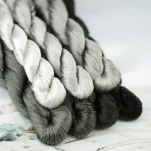 1pcs 100% silk thread hand embroidery embroider cross stitch 400m silk embroidery thread stone gray 7 pure colors