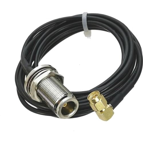 1Pcs RG174 N Female Jack Bulkhead to SMA Male plug Right angle RF Jumper pigtail Cable 6inch~5M RF Coaxial Connector