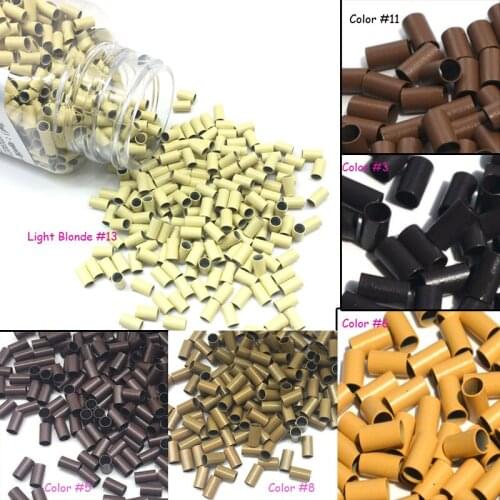 1000Pcs Copper Micro Tubes Rings Black Brown Blonde Micro Beads for I tip Hair