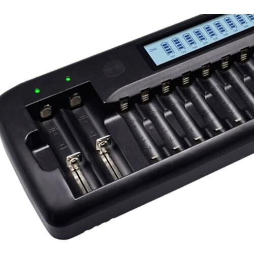 12 Slot Smart LCD Battery Charger For AA AAA NiMH NiCD Rechargeable Battery