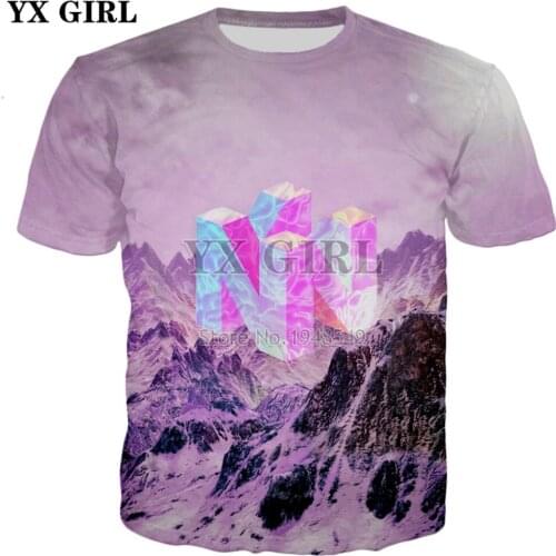 2020 summer New style 3d T-shirt Game Nintendo 64 Vaporwave Snowy Mountain Collection Prints Mens Womens t shirt