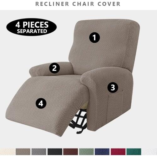 4 Separate Jacquard Recliner Chair Cover Elastic Recliner Slipcover Lazy Boy Armchair Cover Lounger Single Couch Sofa Slipcovers