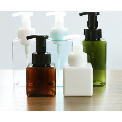 450ml Square Clear Foaming Bottle Liquid Soap Whipped Mousse Points Bottling Shampoo Lotion Shower Gel Foam Pump Bottles