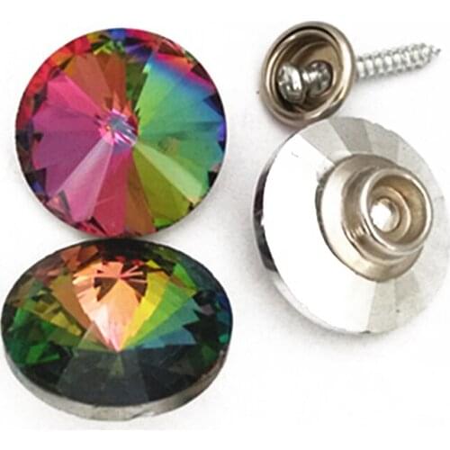 550PCS/LOT ) 25MM Crystal Screw Buttons For Headboard Upholstery Rainbow Glass Sofa Studs