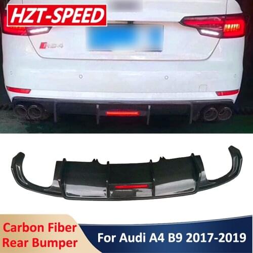 A4B9 Real Carbon Fiber Rear Lip Spoiler Bumper Diffuser Car Body Kit With LED Light For Audi A4B9 S-line S4 2017 Up Modification