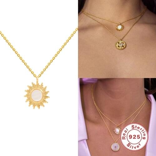 Aide 925 Sterling Silver Necklace Hiphop Punk Vintage Pendant Necklaces For Women Girls Birthday Gifts Multilayer Chain Jewelry