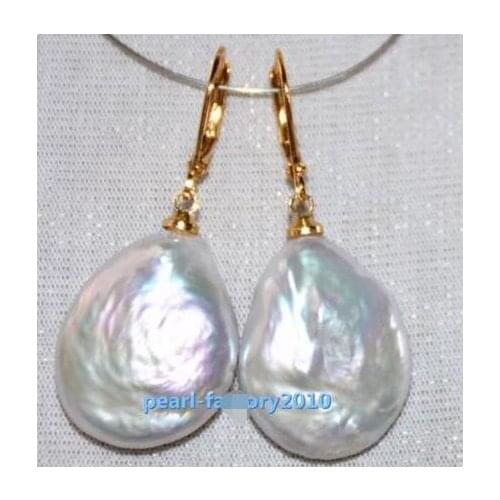 Free delivery charm 13-14mm South China Sea pendant Pearl Earring 14K