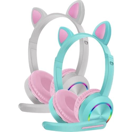 Wireless Bluetooth Headphones, Cute Cat Ear Bluetooth Wireless Headphones with Microphone, Bluetooth 5.0 Provides A