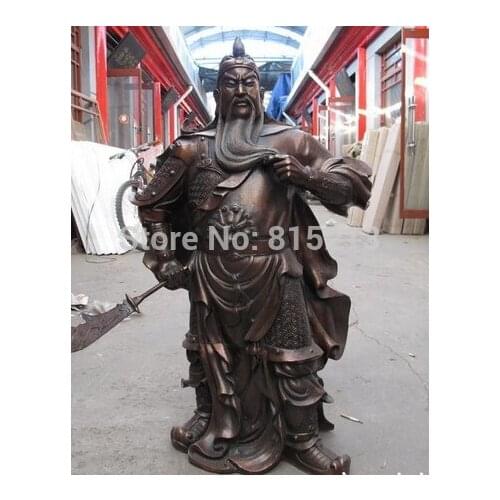 Bi00944 39"China famous Bronze Copper Dragon Hold Sword Guan Gong Guan Yu warrior Statue