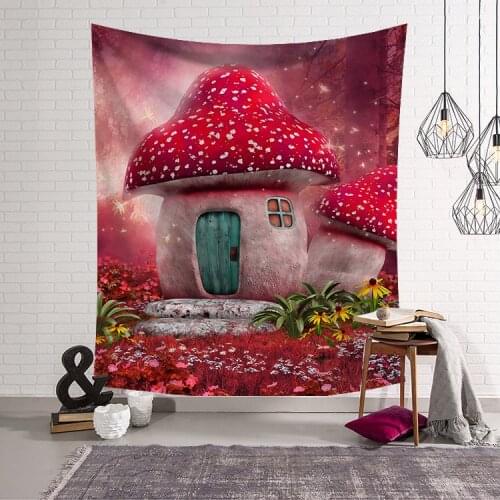 Bohemian Mushroom House Tapestry Tapestry Background Cloth Magic Jungle Vines Fantastic Art Home Decor Set