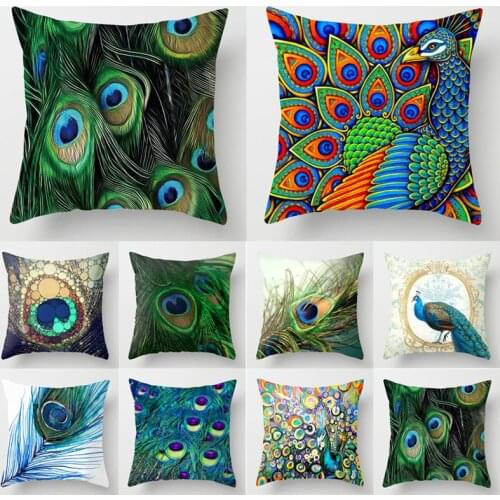 45cmx45cm Feather Animal Pattern Pillowcase Bird Flowers Printing Peach Skin Cashmere Pillow Cover Velvet Cushion Pillow Case