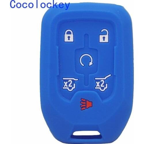 Cocolockey Silicone Car Key Cover Case for GMC 2015 2016 YUKON FOR CHEVROLET SUBURBAN TAHOE 6 Buttons Smart Key Holder No Logo
