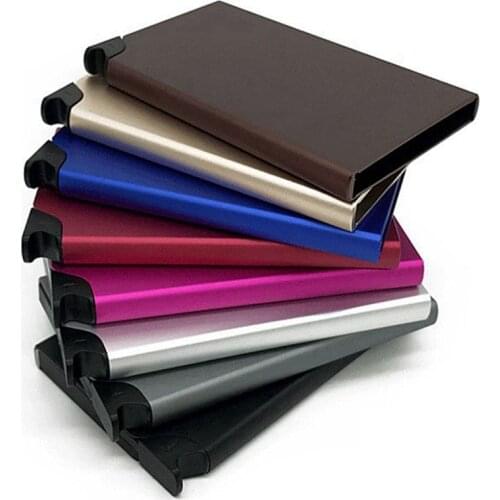 1 Piece Metal Aluminum Cizicoco Men Antitheft card holder fashion RFID credit card holder Popup Automatically Colourful Card box