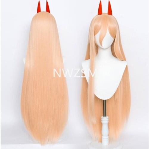 Anime Chainsaw Man Makima Cosplay Long Orange Wig Hairpins Props Heat-resistant Fiber Hair Wig Cap Halloween Party Role Play
