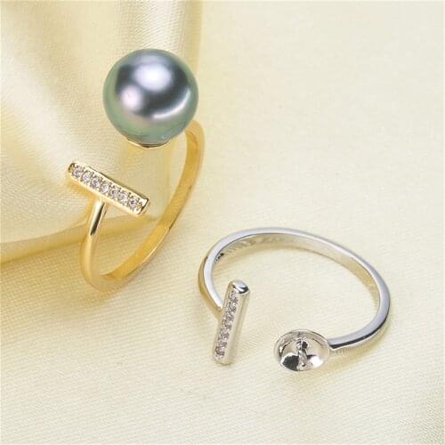 Pearl Ring Settings, Fashionable Ring Findings, Adjustable Size 925 Silver Ring Jewelry DIY making No Pearl