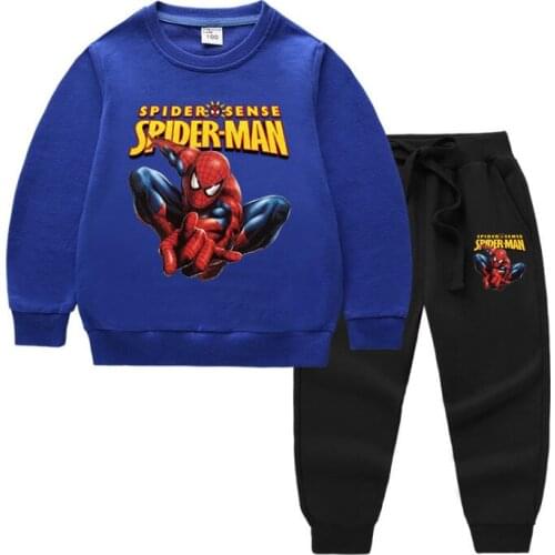 Disney Boys Spiderman Autumn Winter Kids Girls Clothes Hooded+Pant 2pcs Outfit Children Clothing Suit For Boys Clothing Sets