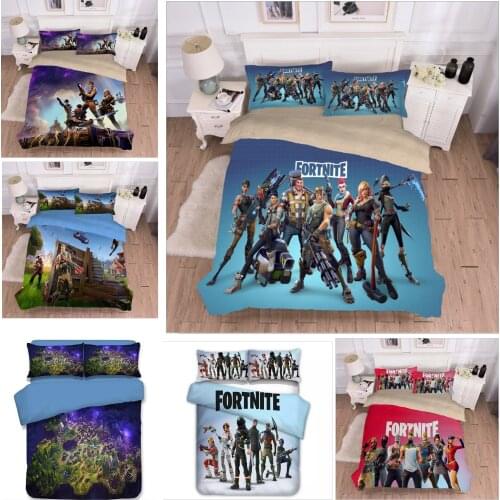 Fortnites 3D Print Fortnight Quilt Cover Fortress Night Bedding Set Cotton Covers Large Pillowcases Bedding Cover Set