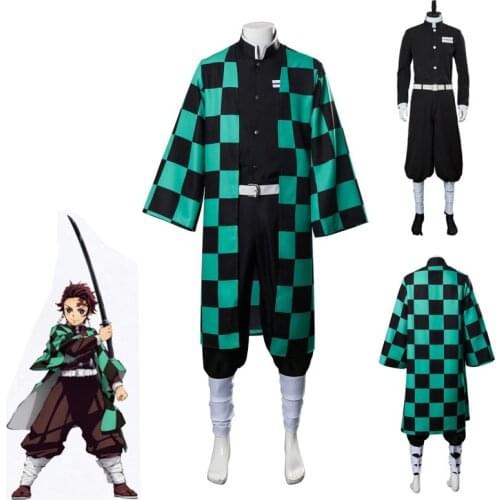 Anime Demon Slayer Cosplay Costume Kimetsu no Yaiba Agatsuma Zenitsu Kamado Tanjirou Tomioka Giyuu Kimono Yukata Uniform Set