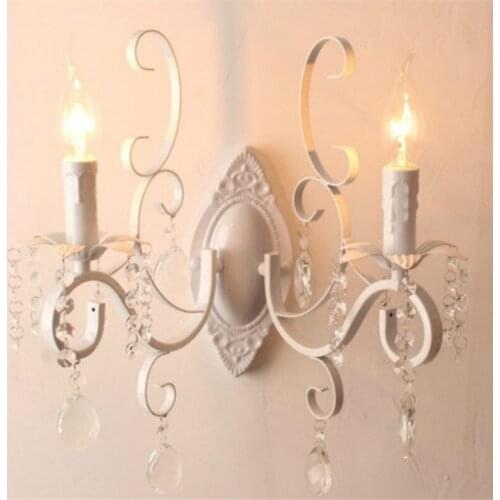 Loft wall lamp white black iron crystal deco wall lighting fixture forbedroom restaurant aisle pub cafe Lantern sconce