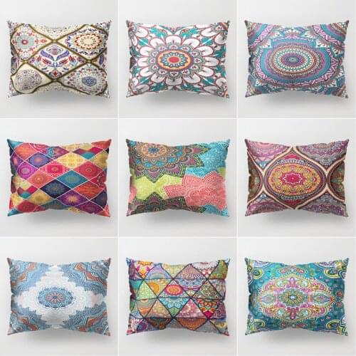 Mandala Bohemian Boho Morocco Linen Rectangle Cushion Cover Pillow Case 30x50 Decorative Sofa Home Living Room Decoration