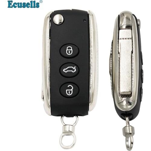 New Uncut Modified Folding Flip 3 Button Remote Key Shell Case Fob for Bentley 2006 2007 2008 2009 2010 2011 2012 2013 HU66
