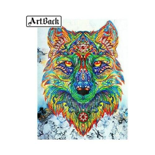 Full square diamond painting wolf diy diamond embroidery 3d round diamond mosaic cross stitch artwork decoration