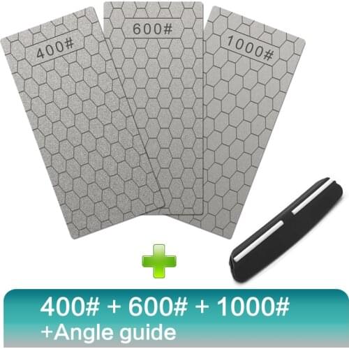 Professional Diamond Knife Sharpener 400-1200# Grit Sharpening stone Set and Angle guide Whetstone Grindstone apex egde tool