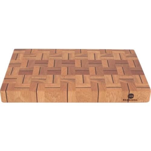 Soandora End Grain Cutting Board Oak Sapele Two Axis With Cartoon Pattern